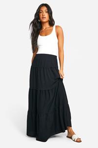 Boohoo Zwangerschap Maxi Rok Met Textuur En Laagjes, Black