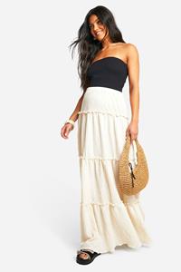 Boohoo Zwangerschap Maxi Rok Met Textuur En Laagjes, Cream