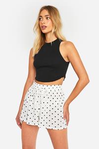 Boohoo Mini Rokje Met Stippen En Ceintuur, White