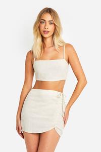 Boohoo Geplooid Mini Rokje, Neutral