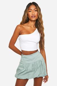 Boohoo Bengaline Popcorn Mini Rokje, Sage