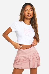 Boohoo Bengaline Popcorn Mini Rokje, Baby Pink