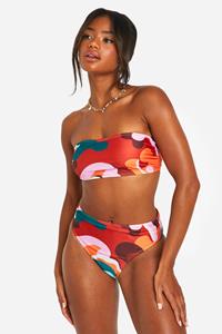 Boohoo Mix & Match Abstract High Waist Bikini Broekje, Multi