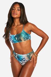 Boohoo Mix & Match Abstract Dierenprint High Waist Bikini Broekje, Multi