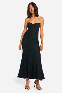 Boohoo Kanten Maxi Jurk Met Korset Detail, Black