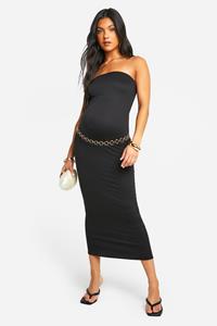 Boohoo Zwangerschap Zachte Strapless Maxi Jurk, Black