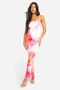 Boohoo Zwangerschap Super Zachte Bloemen Maxi Jurk Met Bandjes, Pink