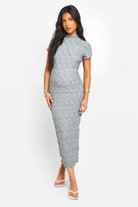 Boohoo Zwangerschap Jacquard Midaxi Bodycon Jurk Met Textuur, Light Grey