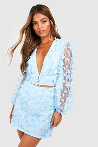 Boohoo Mini Rokje Met Vlinder Detail, Powder Blue