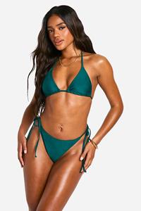 Boohoo Mix & Match Bikini Broekje Met Zijstrikjes, Emerald