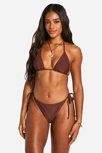 Boohoo Mix & Match Bikini Broekje Met Zijstrikjes, Chocolate