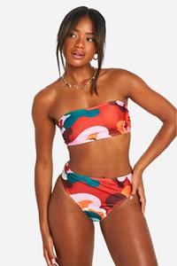 Boohoo Mix & Match Abstracte Bandeau Bikini Top, Multi