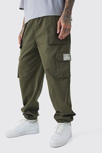 Boohoo Tall Khaki Cargo Broek Met Geweven Label En Zoom Detail, Khaki