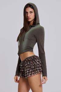 Jaded London Brown Checked In Rhea Mesh Bloomer Shorts