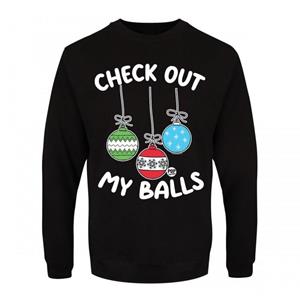 Pertemba FR - Apparel Pop Factory Mens Check Out My Balls Kersttrui