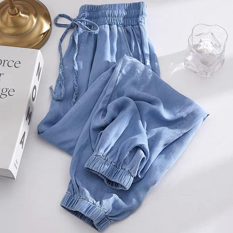 GS Oversized zomer dunne Halem jeans voor dames Koreaanse mode casual ijszijde pantalones losse hoge taille denim broek