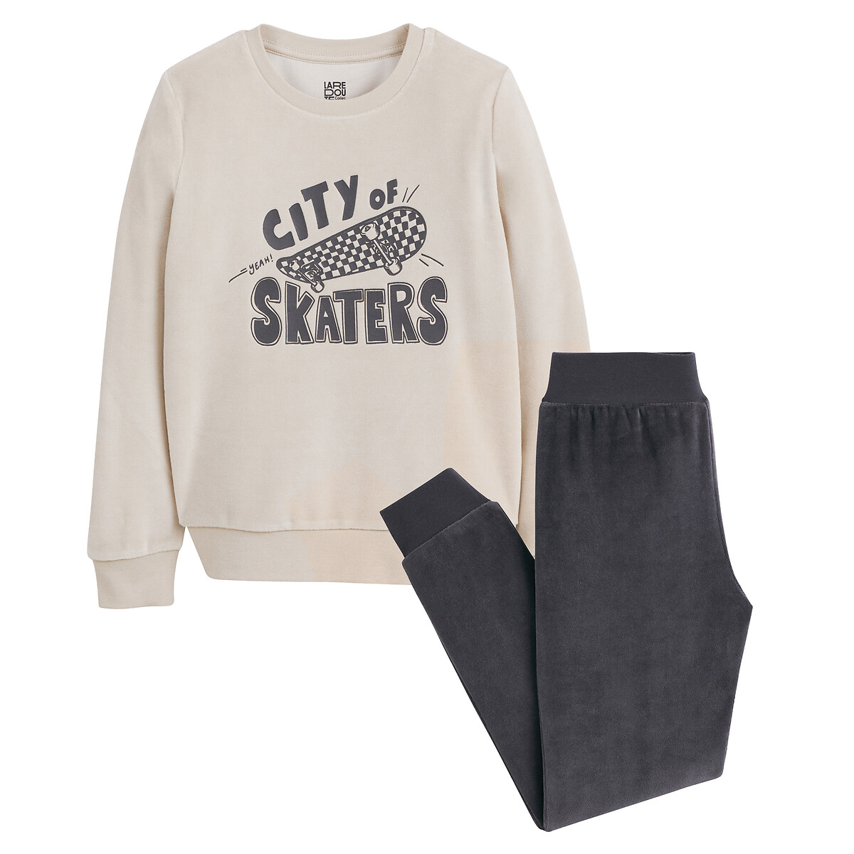 LA REDOUTE COLLECTIONS Pyjama in fluweel, bedrukt met skateboard