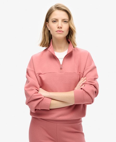 Superdry Vrouwen Sport Tech Relaxed Sweatshirt met Halve Rits Roze