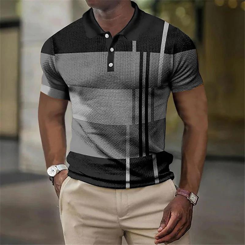 YuTong Fashion 3D Digital Print Men Summer Short Sleeve Fashion Casual Lapel Polo Shirt .