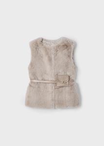 Mayoral Meisjes fur vest met riem - Sepia