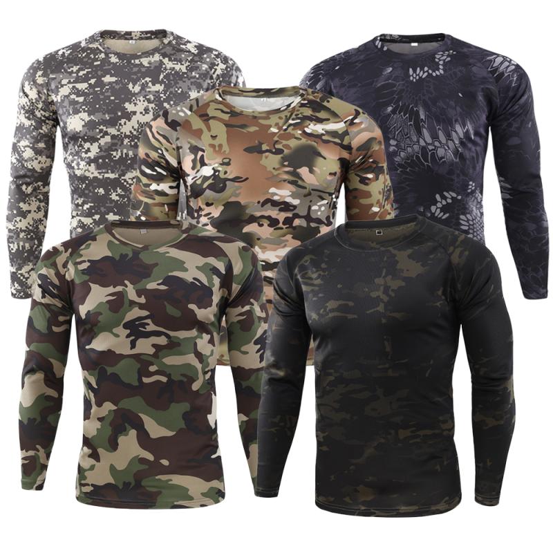 ETST WENDY 005 Herenkleding Herfst Lente Tactische Camouflage T-shirt met lange mouwen, sneldrogende militaire gevechtsshirts van het Amerikaanse leger
