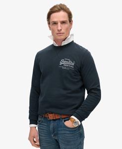 Superdry Mannen Classic Heritage Sweatshirt met Vintage Logo op de Borst Blauw