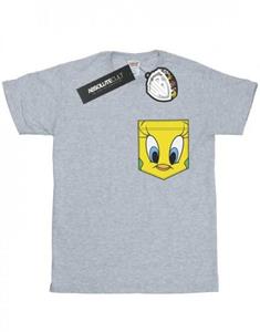 Looney Tunes Tweety Pie Face-katoenen T-shirt met nepzak voor meisjes