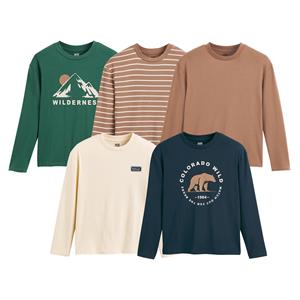 LA REDOUTE COLLECTIONS Set van 5 T-shirts met lange mouwen en ronde hals