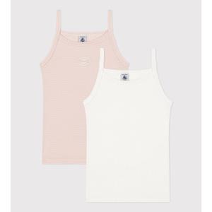 PETIT BATEAU Set van 2 singlets met smalle bandjes in katoen