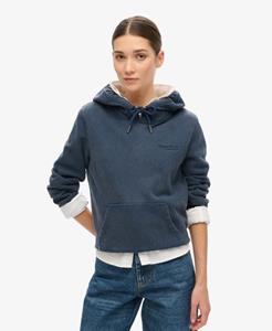 Superdry Vrouwen Essential Hoodie met Logo en Halfgeborstelde Voering Blauw