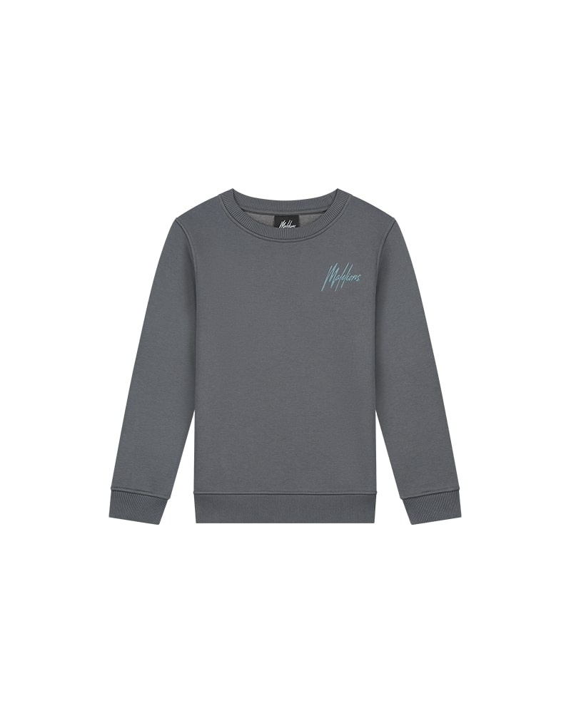 Malelions Sweater signature gestreept - Donker grijs / Ice blauw