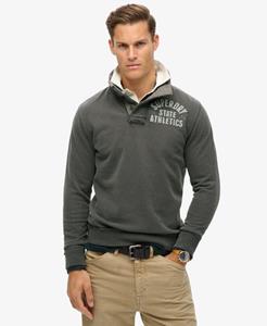 Superdry Mannen Vintage Athletic Sweatshirt met Kraagloze Hals Zwart