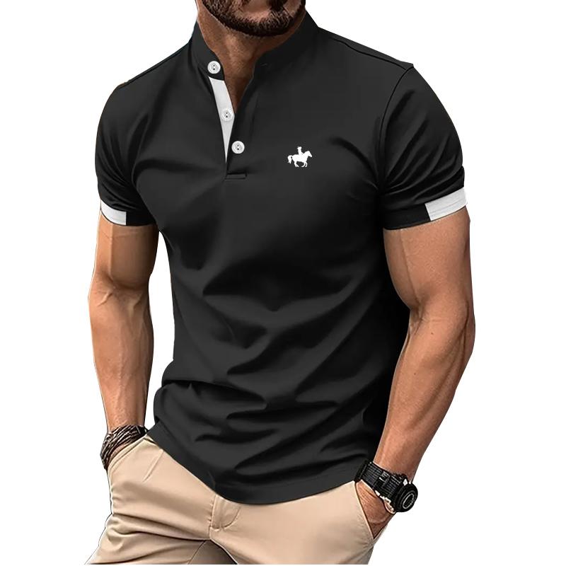 Haodingfushi Men Clothes Summer New Short Sleeve Slim Fit Polo Shirt Logo Print Men Casual Stand Collar Polo Shirt