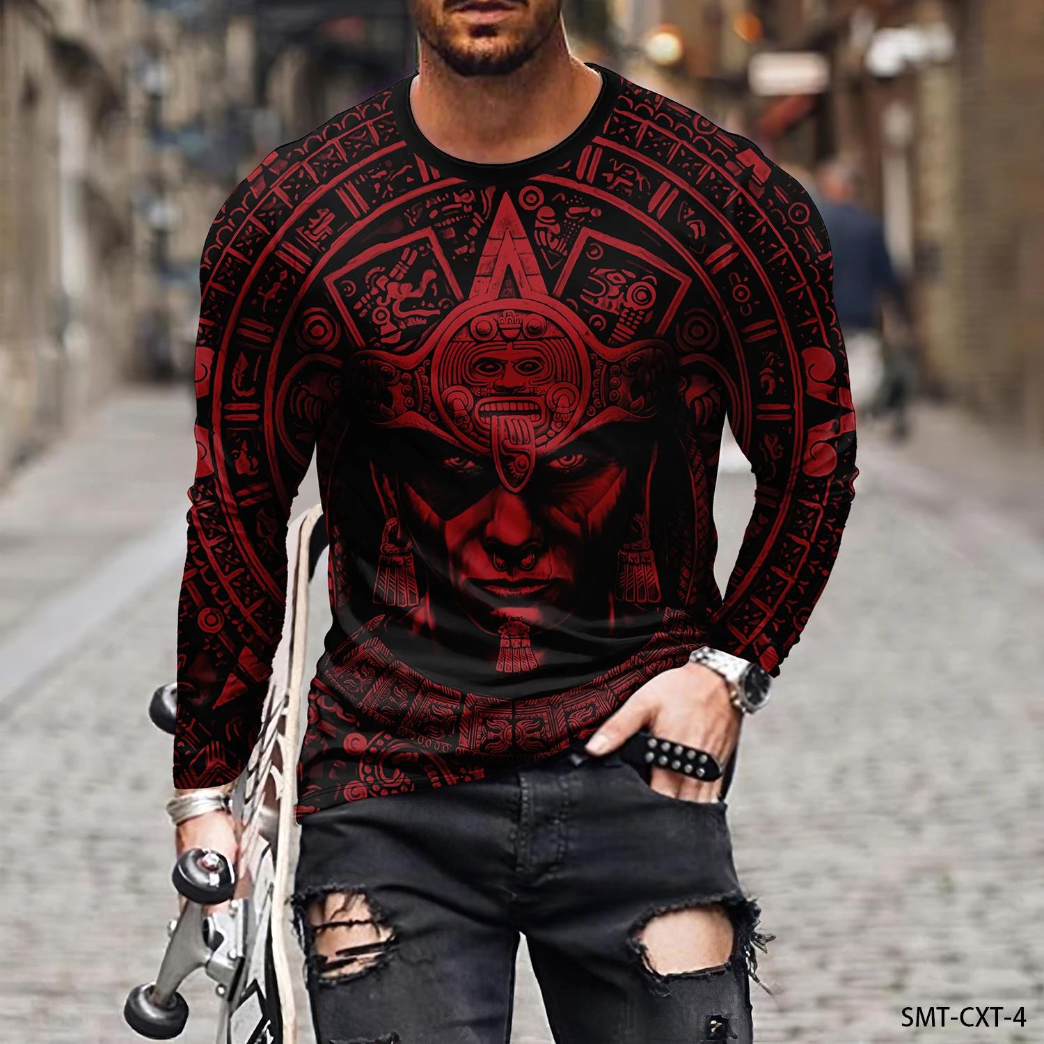 ETST 03 Men's 3D Printing Autumn Men's O-Neck T-shirt Casual Long Sleeve Large Pullover Fashion Top Street Clothing Men's Clothing