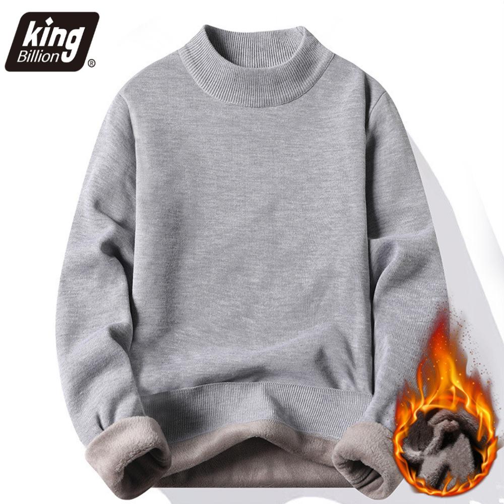 King Billion Fashion Men's Casual Slim Fit Basic Turtleneck Knitted Sweater High Collar Pullover Male Double Collar Autumn Winter Tops