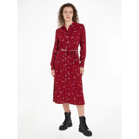 Tommy Jeans Curve Jurk met overhemdkraag TJW FLORAL BELT SHIRT DRESS EXT