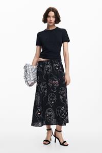 Desigual Lange rok gezichten - BLACK