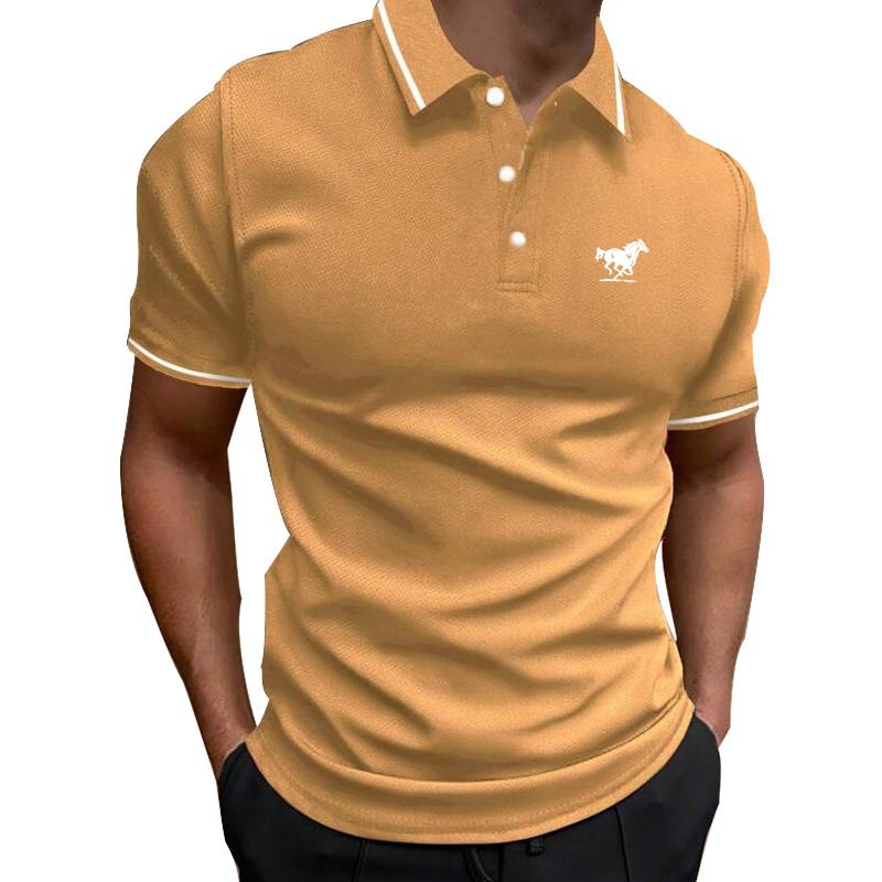 Haojun Business Casual Polo Shirt, Printed Slim Fitting Fashionable Men's Clothing T-shirt.