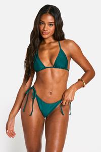 Boohoo Bikini Broekje Met Zijstrikjes, Emerald