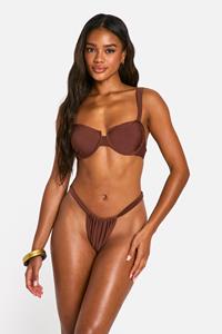 Boohoo Geplooid Bikini Broekje, Chocolate