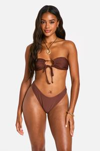 Boohoo Hoog Uitgesneden Bikini Broekje, Chocolate