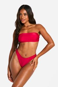 Boohoo Mix & Match Hoog Uitgesneden Bikini Broekje, Berry