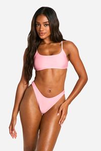 Boohoo Mix & Match Hoog Uitgesneden Bikini Broekje, Pink