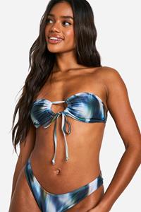 Boohoo Bandeau Bikini Top Met Wazige Print, Multi