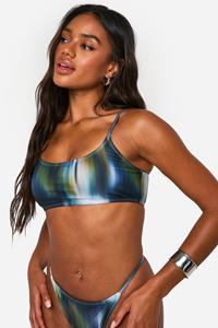 Boohoo Blurred Print Crop Bikini Top, Multi