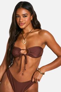 Boohoo Bandeau Bikini Top, Chocolate