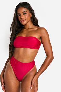 Boohoo Mix & Match Bandeau Bikini Top, Berry