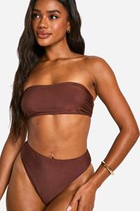 Boohoo Mix & Match Bandeau Bikini Top, Chocolate