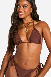 Boohoo Mix & Match Driehoekige Bikini Top, Chocolate