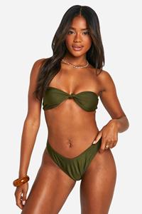 Boohoo Bandeau Bikini Top, Khaki